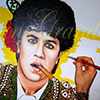 pedro almodovar de torero en proceso, pintado por juan grande